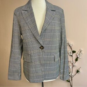 Black and White Houndstooth Plaid Blazer Bloomingdale’s Aqua